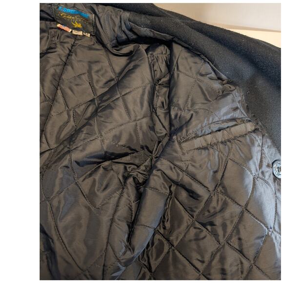 Vtg Spiewak Black Peacoat Mens 46 Wool Naval Double Breasted Golden Fleece Coat - Picture 10 of 12